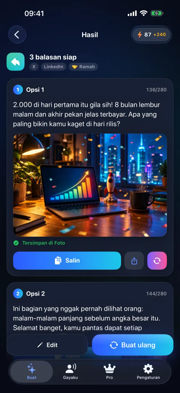 Balasan sempurna dalam hitungan detik